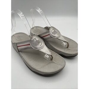 Fitflop Shimmy Flip‎ Flop Sandals Metallic Silver 7